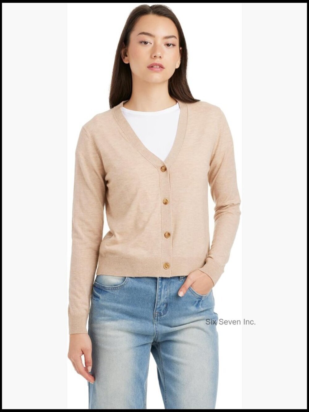 Cashmere Blend V-Neck Cardigan – Long Sleeve Button Down Knit Sweater